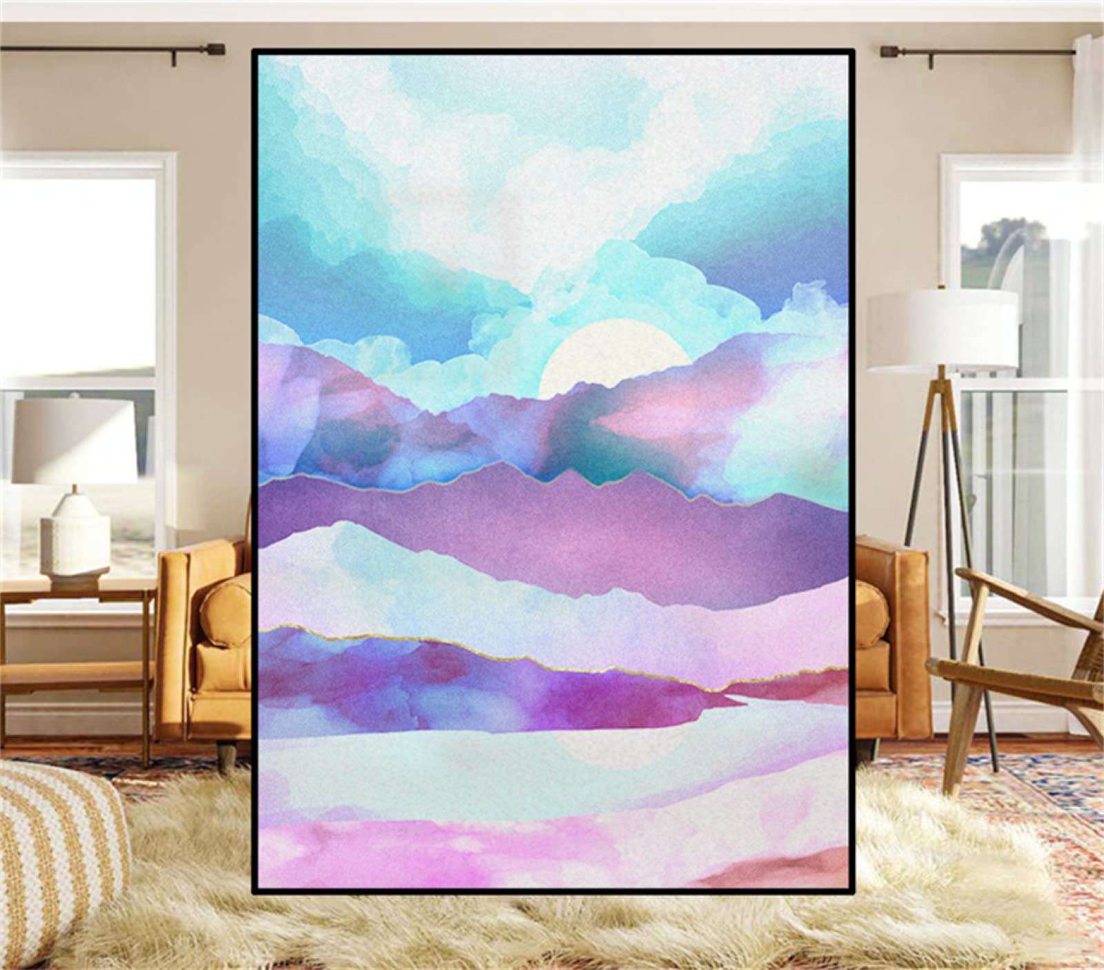 Pellicola per vetri oscurante,Pellicola privacy finestre,anti-peeping,Autoadesive,Anti-UV,deserto colorato ,Ideale per Ufficio Camera da Letto Sala(90cmx200cm)