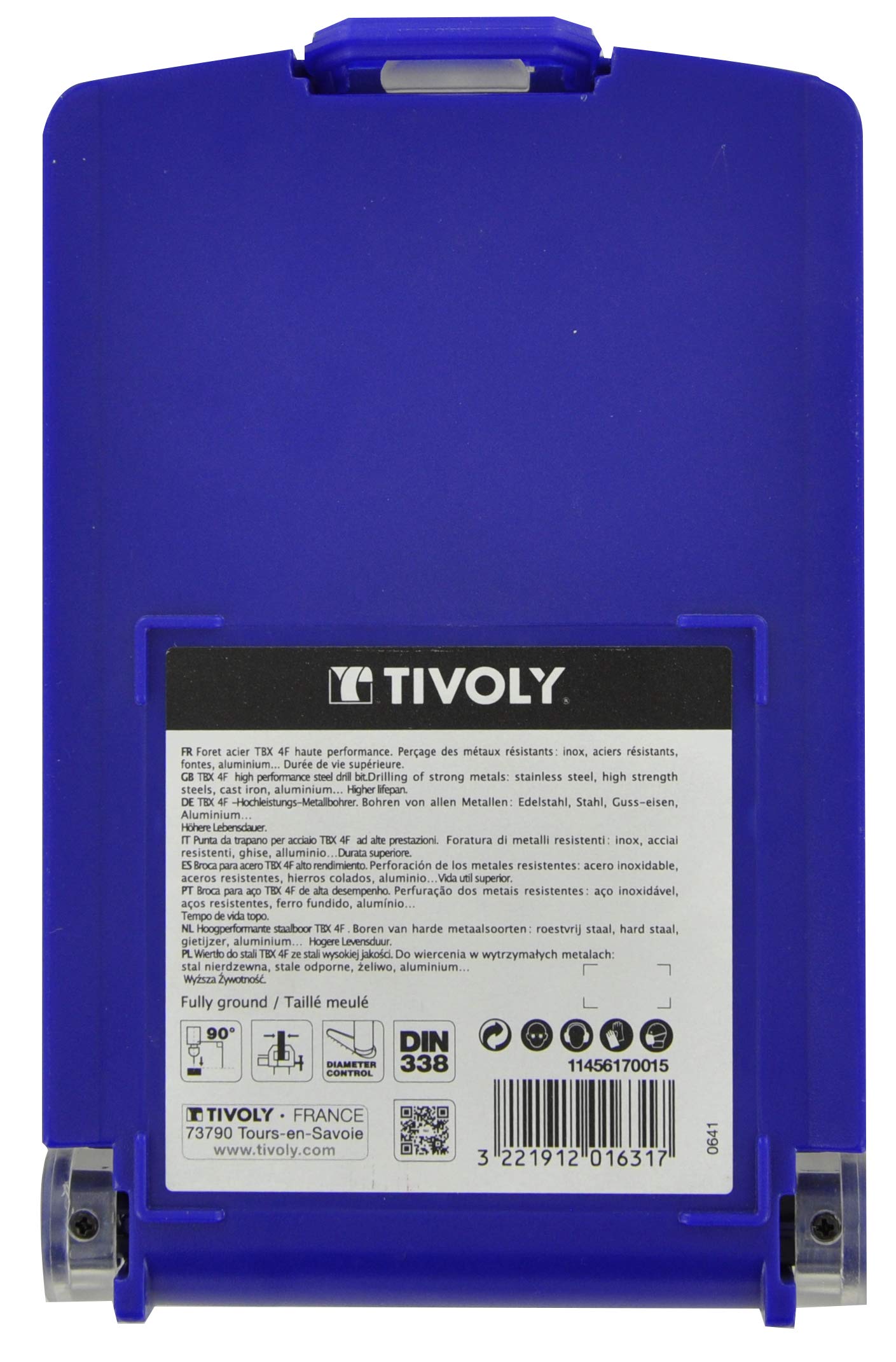 Coffret Tivoly Box de 19 Forets métaux Din 338 TBX HSS Cobalt 5% Revêtus Blade Ø 1 à 10 mm