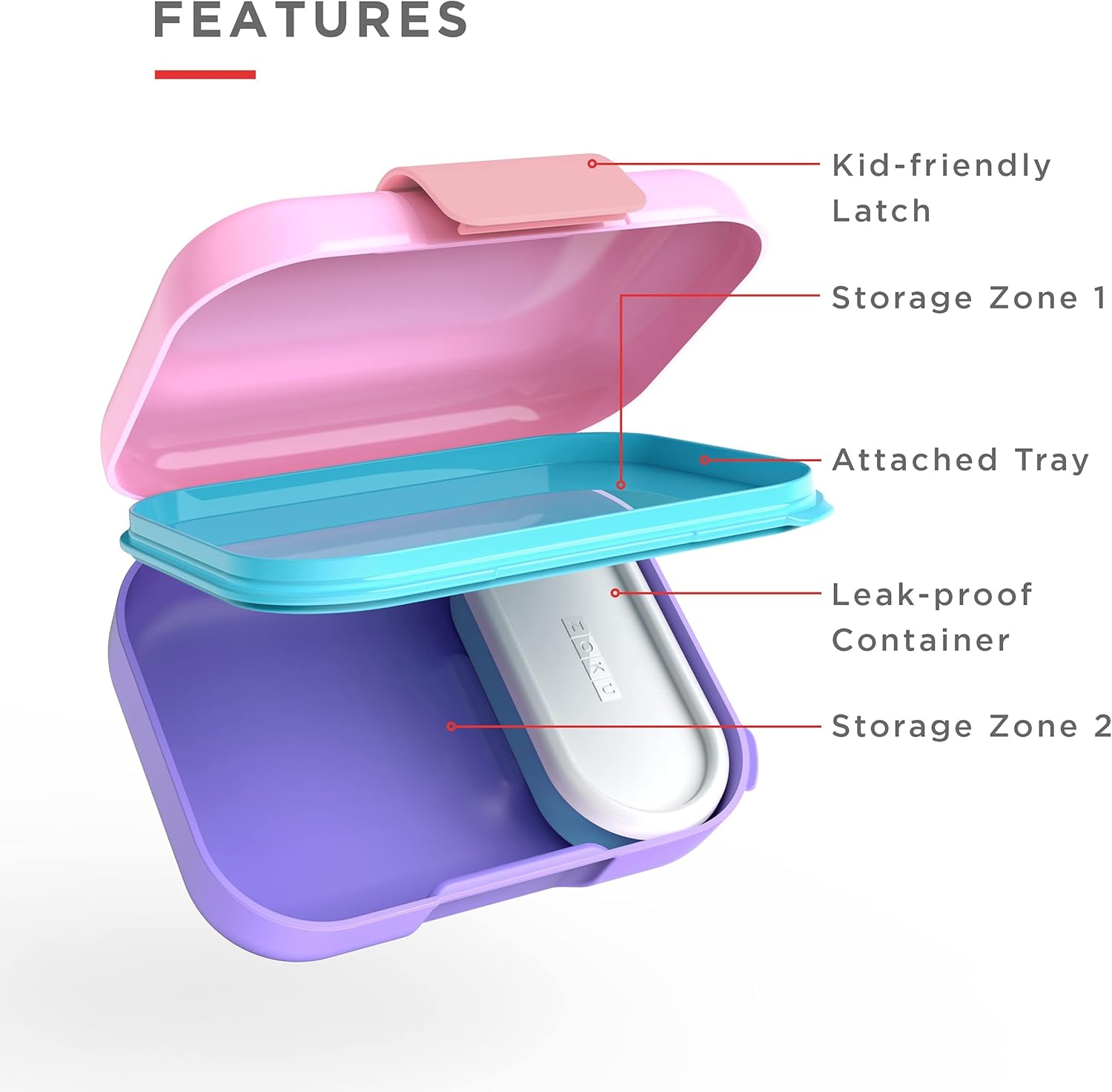 ZOKU Pink Mini Bento Jr. and Kitty Kids Pocket Utensil Set Bundle