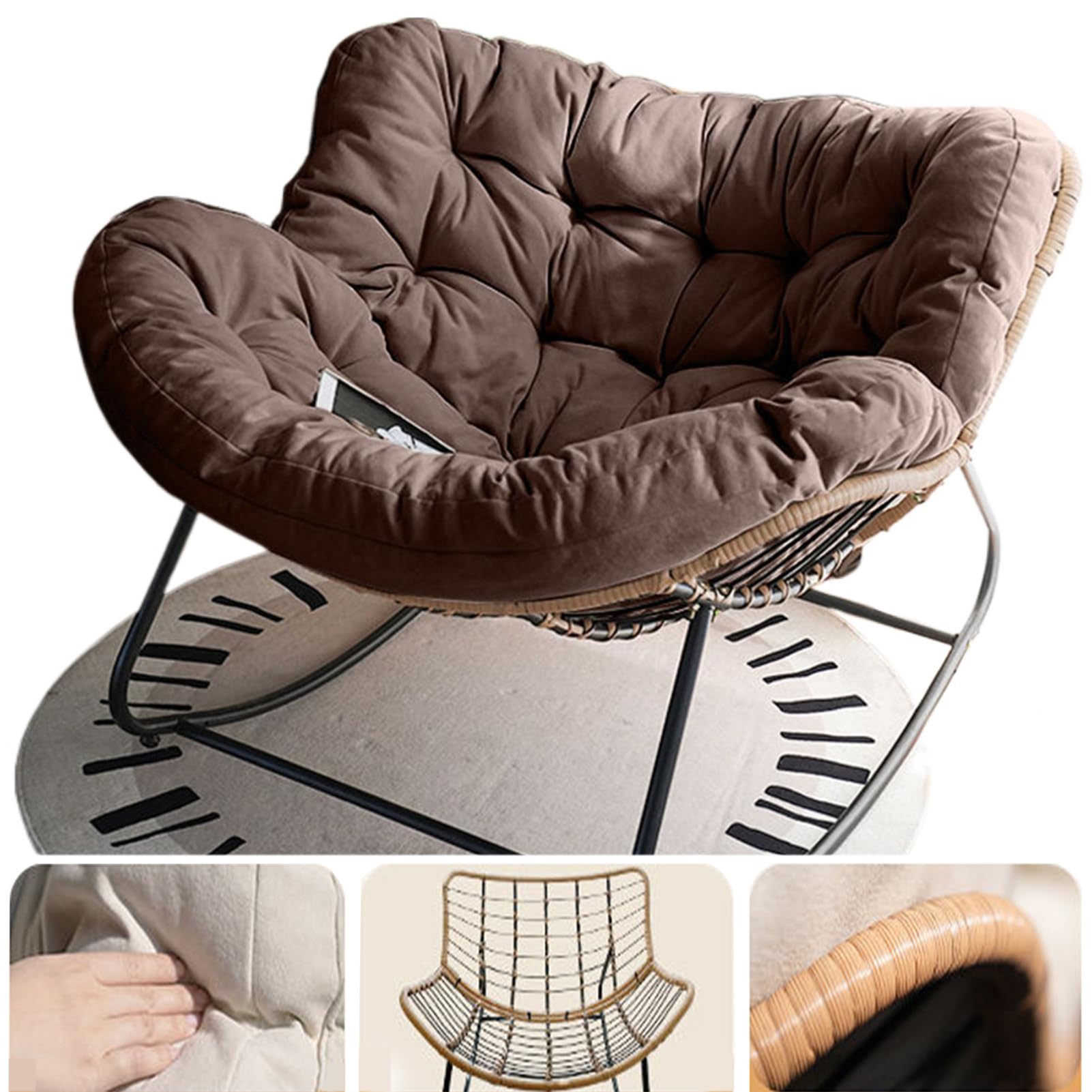 Chaise œuf de salon en rotin tressé pour créer un coin lecture cosy sur le balcon
