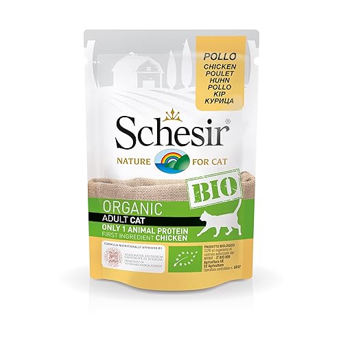 Schesir Cat Bio Monoprotein Huhn, Katzenfutter nass, 16 Beutel x