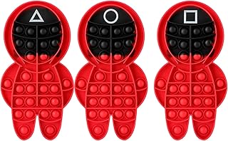 Squid It Game Pop It Fidget Toys,Push Pop Bubble Fidget Sensory Toy,3pcs Red Fidget Packs,Push Poppers Fidget Toys,Silicon...