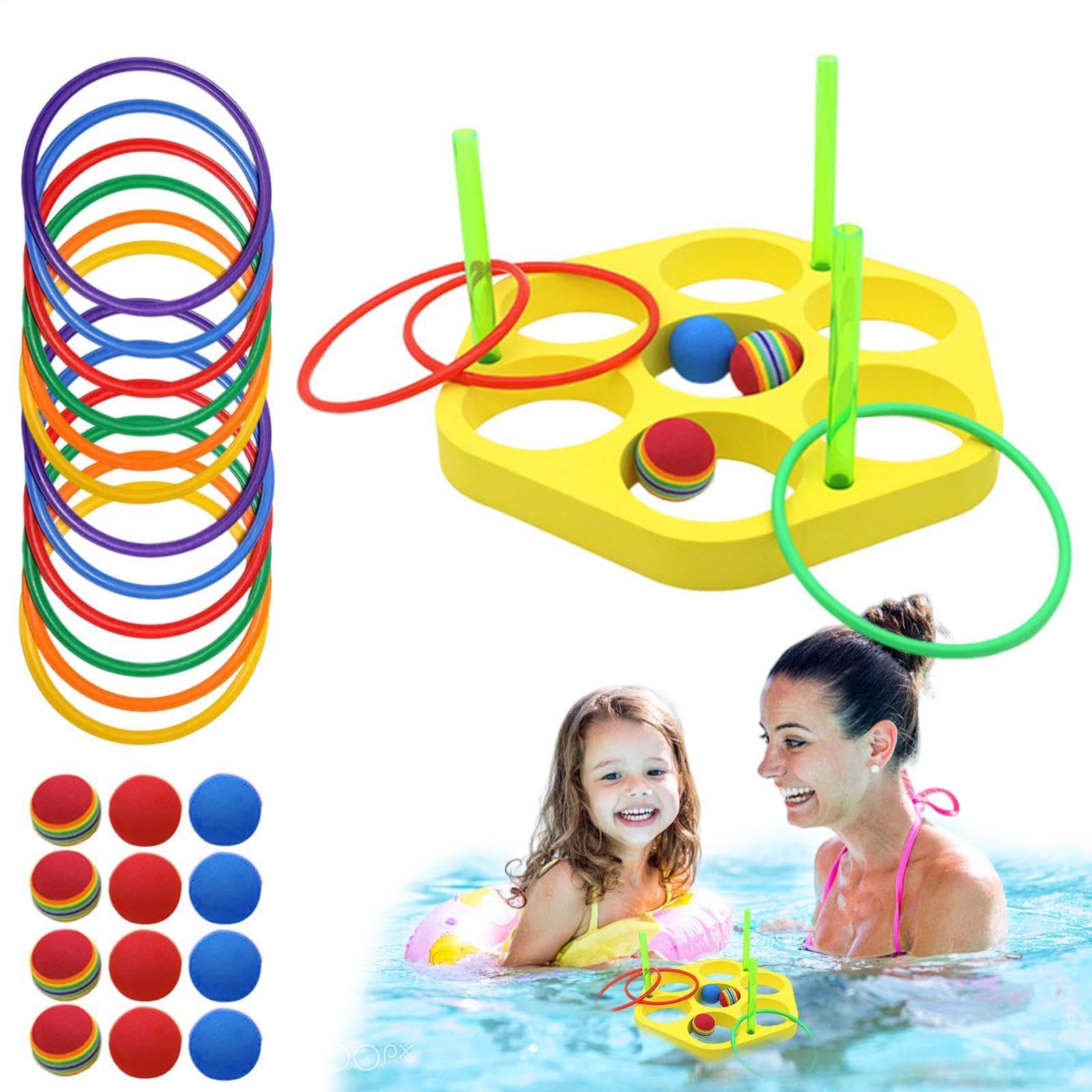 Juego de Anillos Lanzables Juguetes Flotantes Natación Triángulo Y Círculo | Juego Infantil de Aros para Piscina Familia Niñas Niños Exterior Jardín Senda Patio Playa