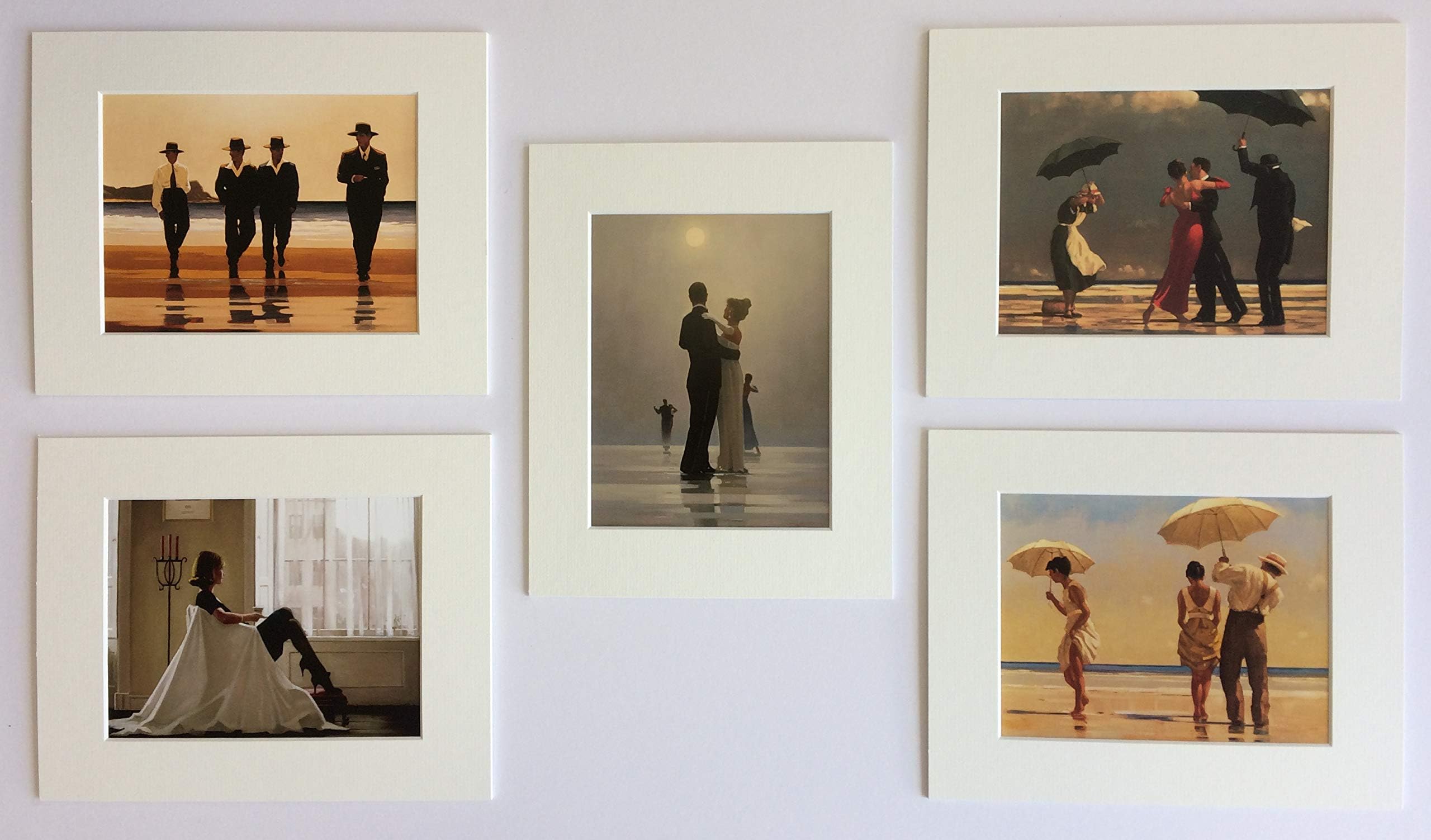 'The Classic Collection' by Jack Vettriano Set of 5 Mounted/Unframed Art Prints(10" x 8" - 25cm x 20cm)