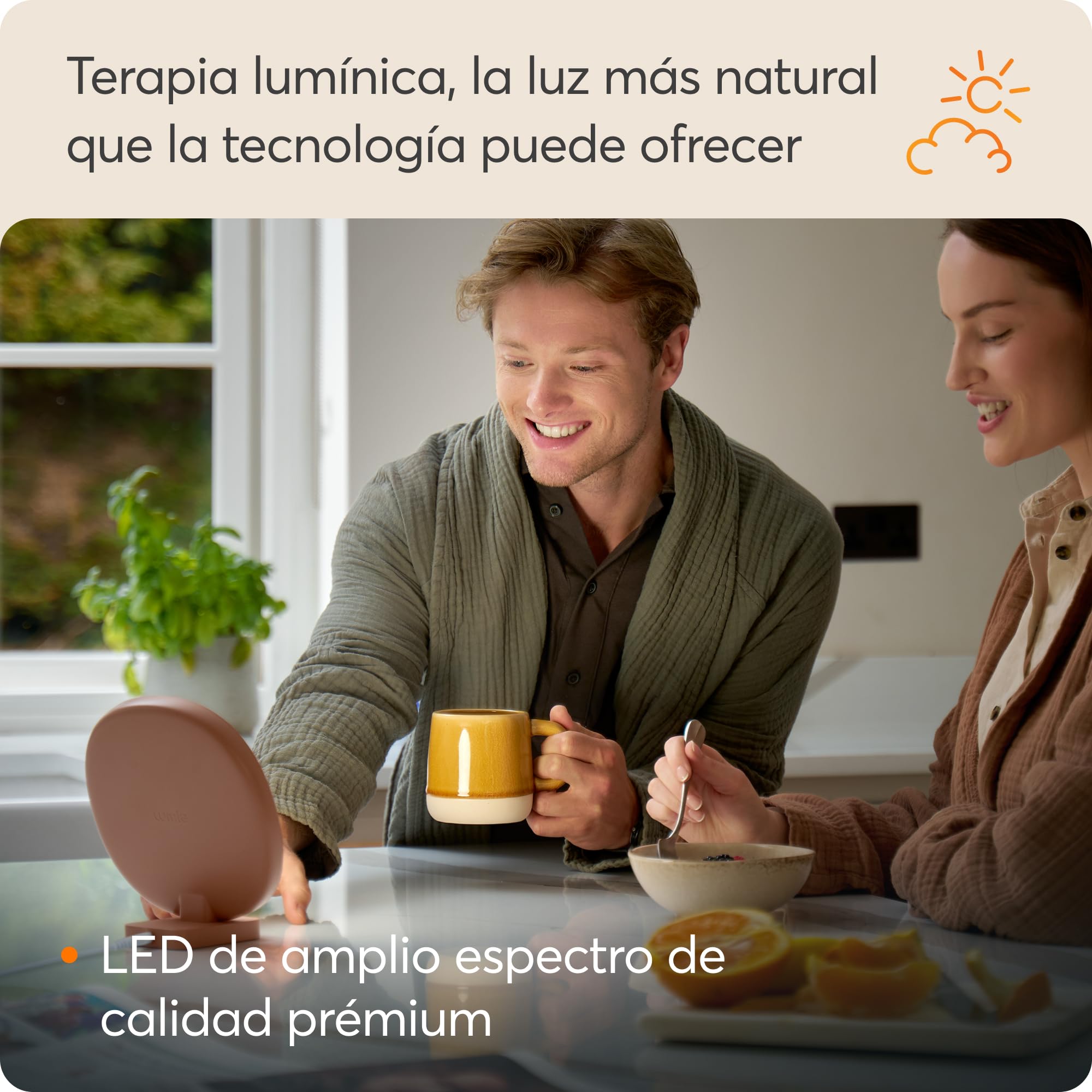 Lumie Dash - Lámpara compacta de terapia de luz brillante para mejorar el estado de ánimo y la energía, con iluminación clara como el cristal y máximo confort visual, Terracotta Pink