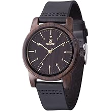 Wooden Watch for Men, Leather Wooden Watch Natural Handmade 40mm Unisex Design Wood Grain Wrist Watches