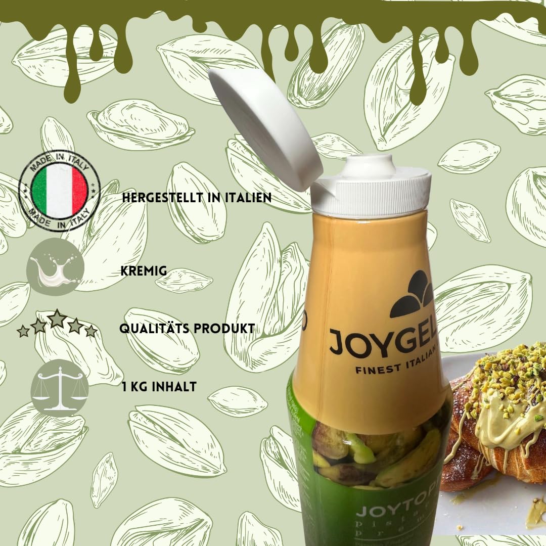 JOYTOPPING Pistazien Topping | 900g | Made in Italy | perfekt garnieren mit dem Squeezer | Ideal zum verfeinern ihres Eis, Waffeln und andere Leckerein
