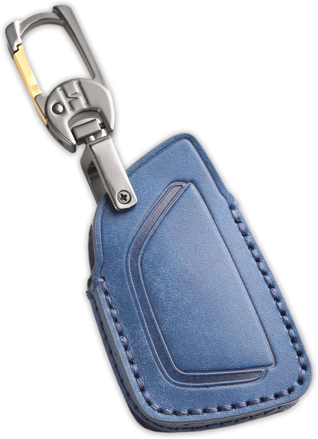 5-Button Leather Key Fob Cover for Chevy Tahoe Colorado Silverado Suburban Equinox Traverse, for GMC Yukon Sierra Acadia Canyon Terrain, for Buick Envision Enclave 2025, Blue