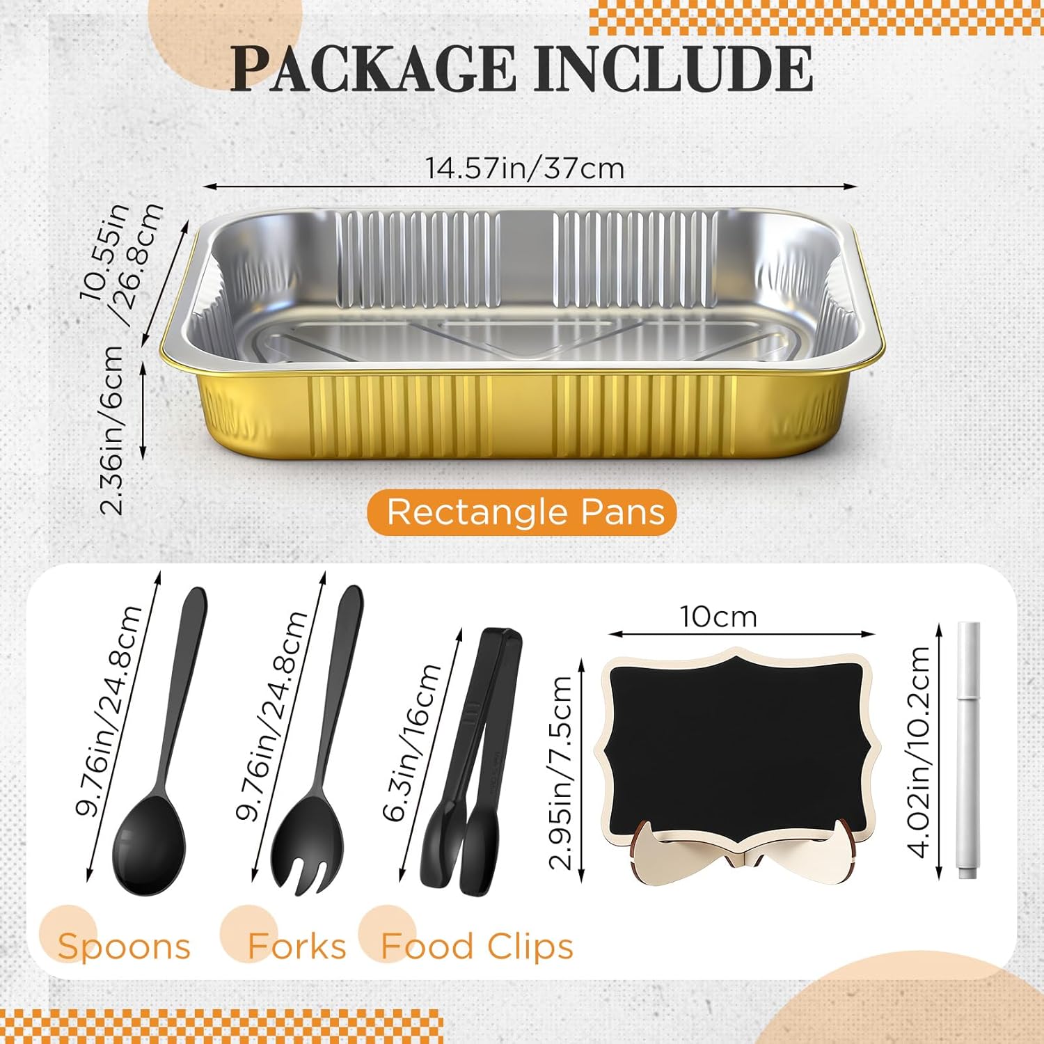 10 Pack Disposable Chafing Dish Buffet Set, Include Dish Serving Trays, Utensils, Mini Chalk Board Labels with Easel Stand and Replacement Stickers for Events, Parties, Catering