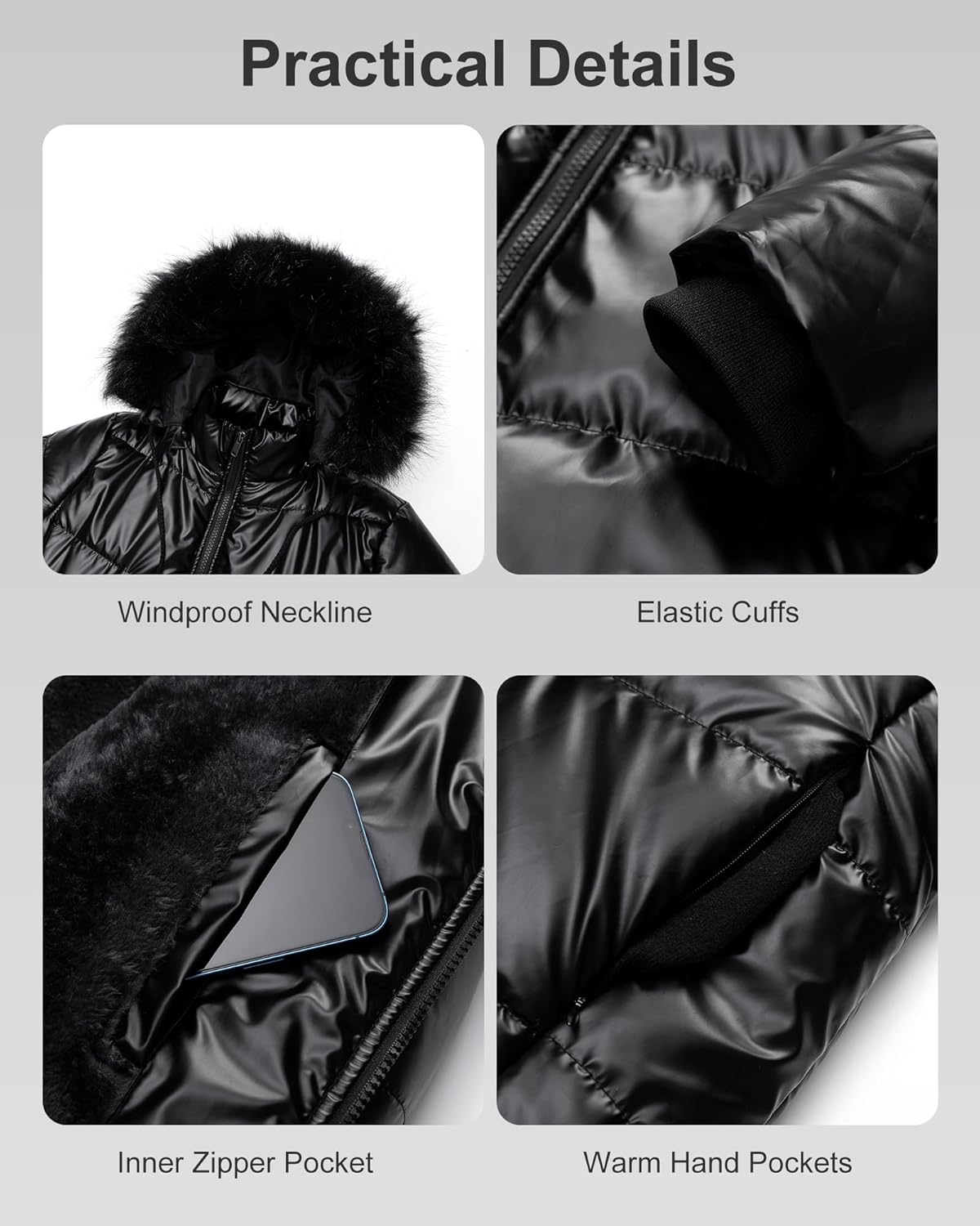 Chrisuno Women's Warm Winter Coat Long Waterproof Thicken Puffer Jacket Quilted Snow Parka with Removable Hood - Image 7