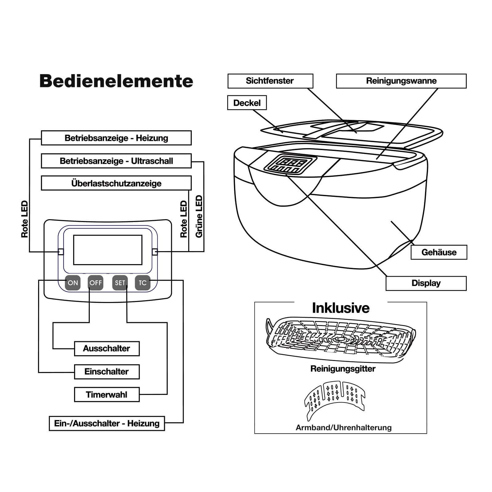 DEMA Ultraschallreinigungsgerät USR 2200/170 E - Ultraschallreiniger, Optikerreiniger, Haushaltsreiniger - gründlich, schonend, vielseitig - Brillen, Schmuck, Elektrogeräte