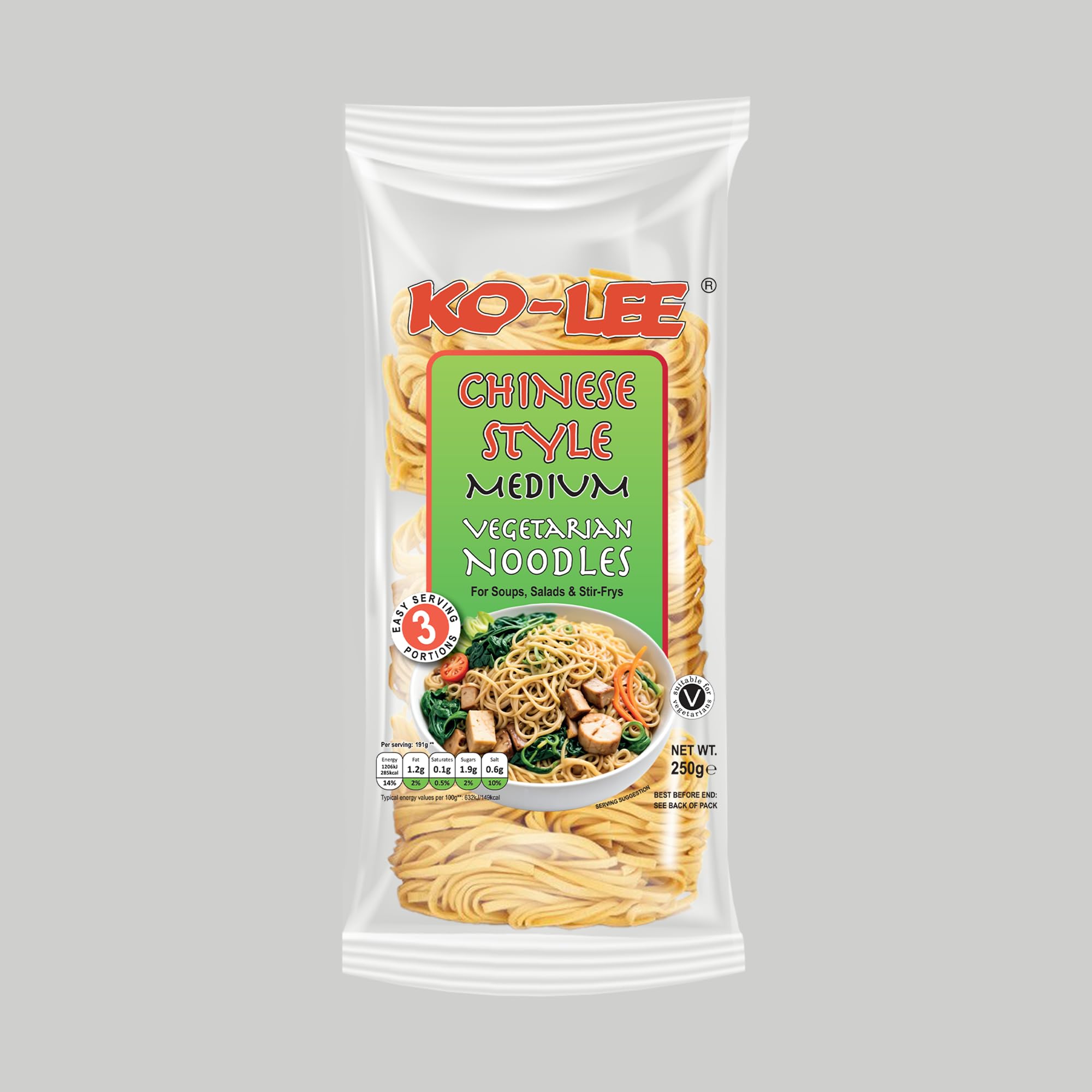 KOLEE Chinese Style Medium Vegetarian Noodles | Made with Premium Durum Wheat | Noodles That Inspire (Pack of 12)