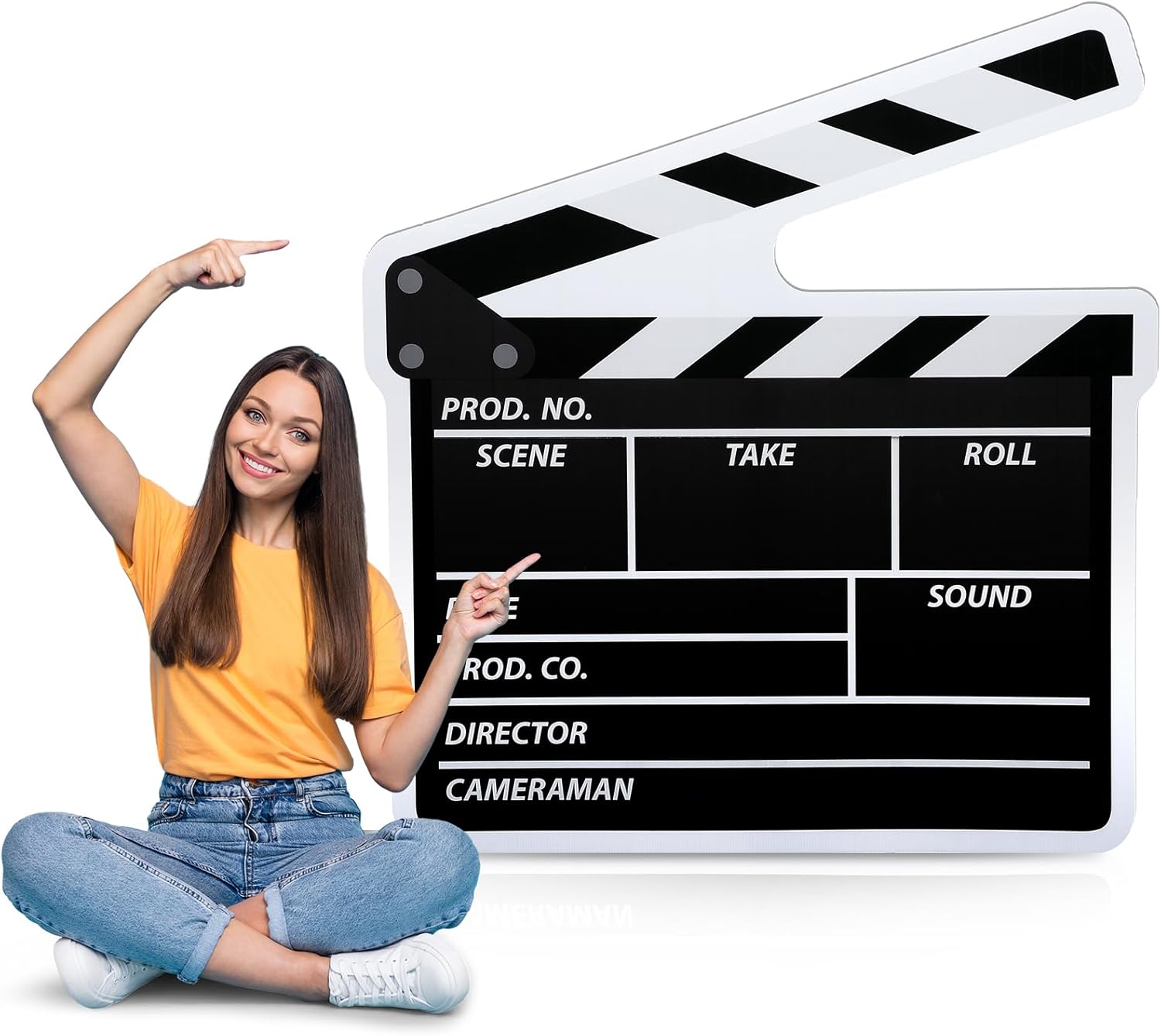 Yookeer 42" Movie Night Clapboard Cardboard Cutout Stand-up Life Size Movie Premiere Party Decoration Director Action Scene Clapper Backdrop Photo Prop for Film Theater Theme Party Event Theater Decor