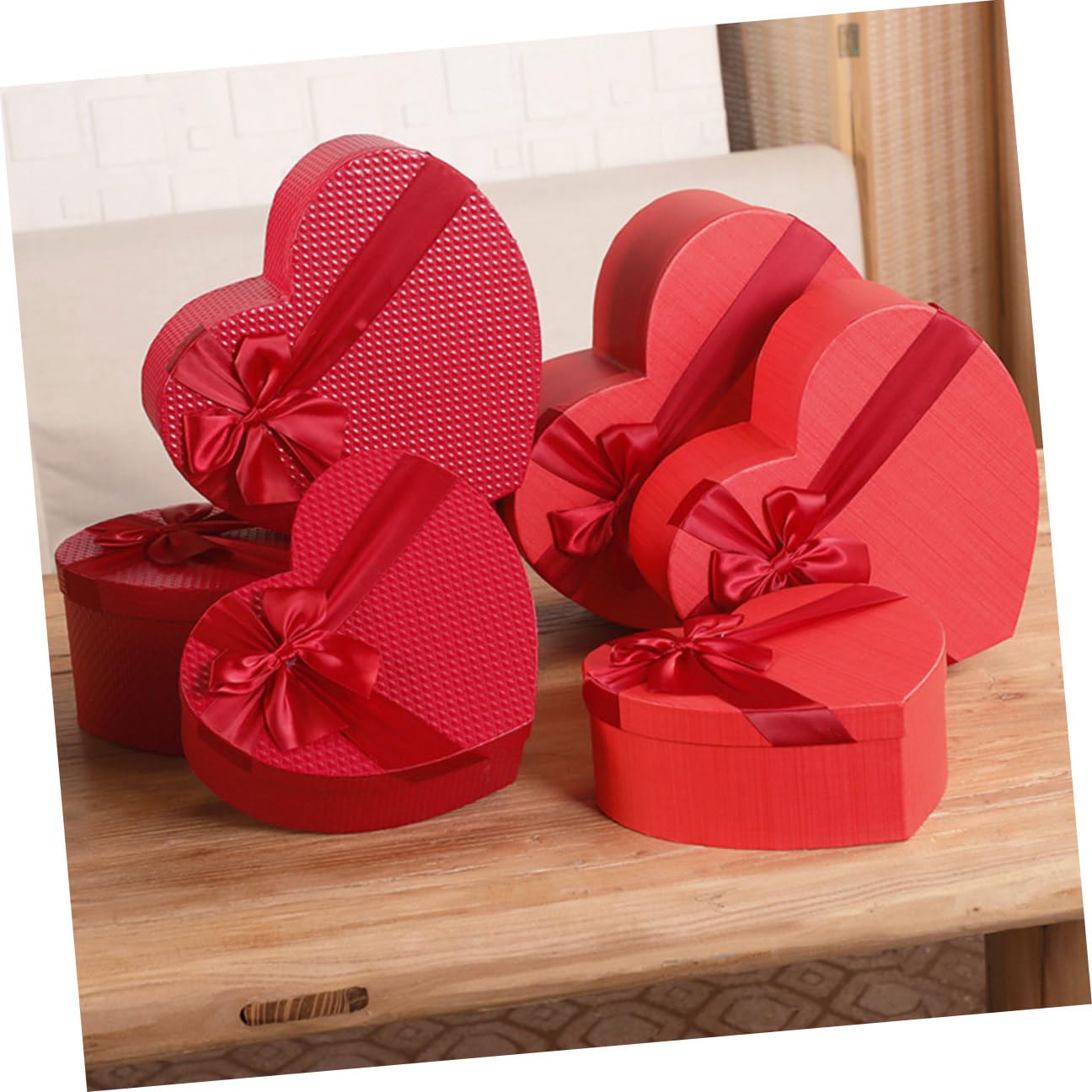 Gatuida Herzförmige Geschenkbox 3 Stück Papierverpackung mit Deckel Valentinstag Geschenkverpackung Elegant