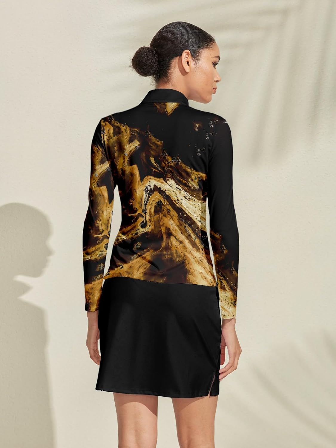 ACEGOLFS Womens Golf Polo Shirts Long Sleeve Quarter Zip Pullover Shirt for Women Quick Dry Printed Athletic Workout Tops - Image 5