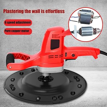 Electric Trowel Power Concrete Mixers, Electric Concrete Cement Mortar Trowel Wall Smoothing Polishing Machine with 6 Variable Speed for Wall and Mortar Surface Construction