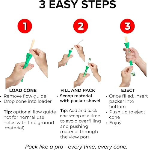 Miniatura 4 de Kit de carga y llenado de cono - Embudo para papel de liar de cono y máquina de pre-rollo - Se adapta a 2.756 in, 3.307 in (1), 3.858 in clásico,