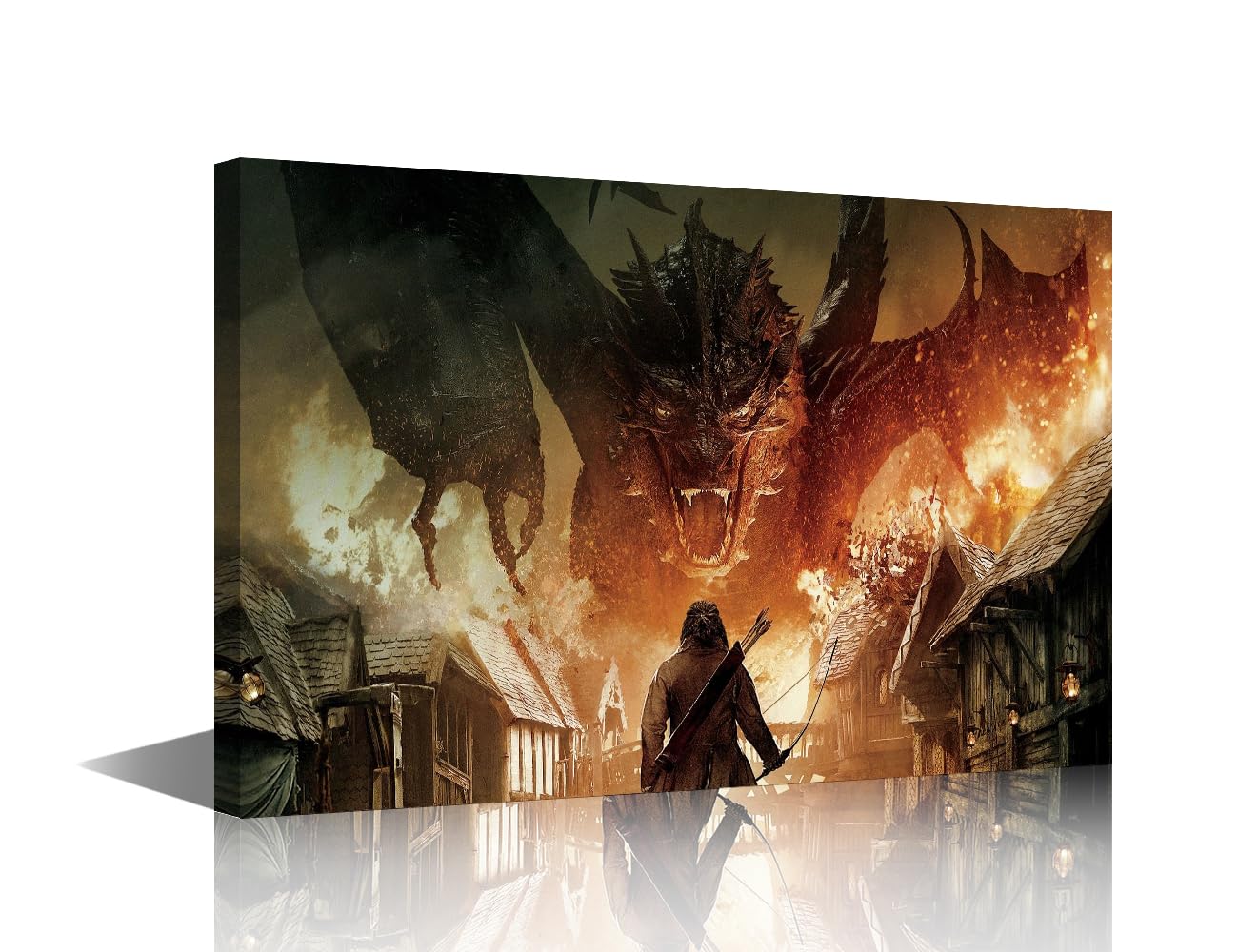 Wall Art for Living Room Dragons and Warriors Wall Painting Dragon Pictures Print on Canvas Wall Art for Nordic Home Decoration Office Decorations Framed Prints Ready to Hang 18x12 in