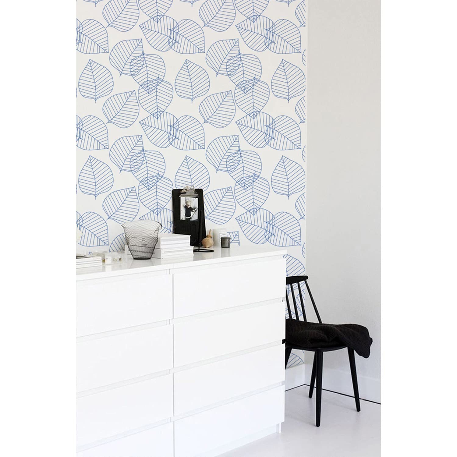 Papier peint 360x250 cm auto-adhésif à motif feuilles géométriques minimalistes