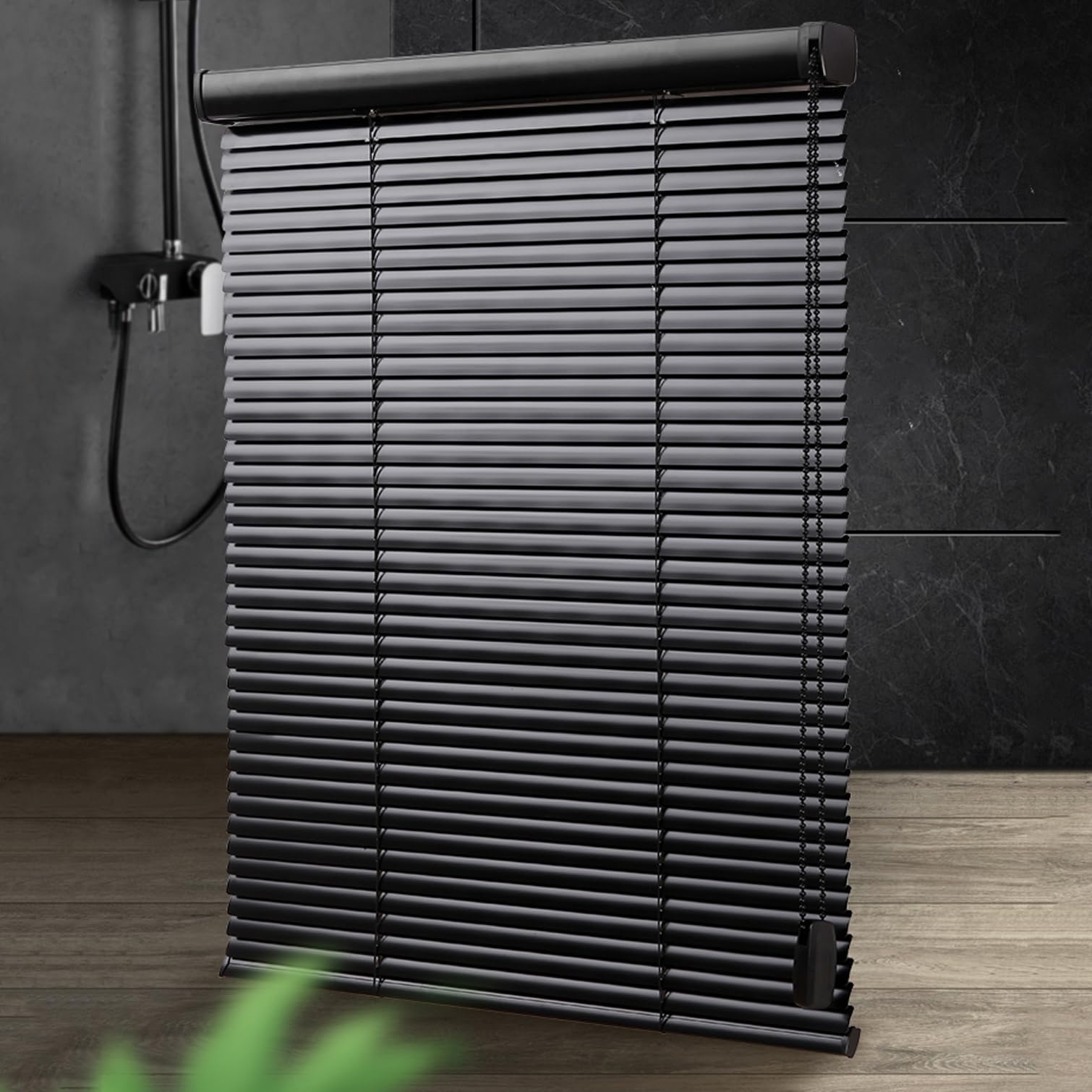 Czarna aluminiowa roleta wenecka, listwa 25 mm, pozioma roleta okienna, regulacja światła, do domu, biura, zasłony zaciemniające, łatwe dopasowanie, szerokość × wysokość (100 x 120 cm)