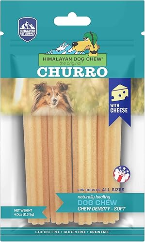yaky CHURRO - Golosinas de queso Himalaya sin lactosa sin gluten sin granos fabricadas en Estados Unidos para todas las razas 4 CHURROs por bolsa