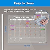 Vista 8 de Magnetic Dry Erase Calendar Board for Fridge Acrylic Monthly and Memo Calendar for Fridge Clear Set of 2 Dry Erase Board Calendar Reusable Planner