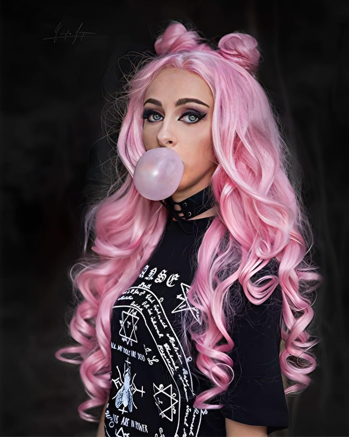 IMSTYLE Pink Lace Front Wigs Long Wavy Synthetic Wig for Women Natural Hairline Mera Cosplay Party Halloween Heat Resistant Hair 26inch