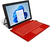 GEO Pad 110 10-inch 2-in-1 Detachable Laptop Tablet with Keyboard, 128GB eMMC, Full HD Touchscreen, Windows 11 - Strawberry Red