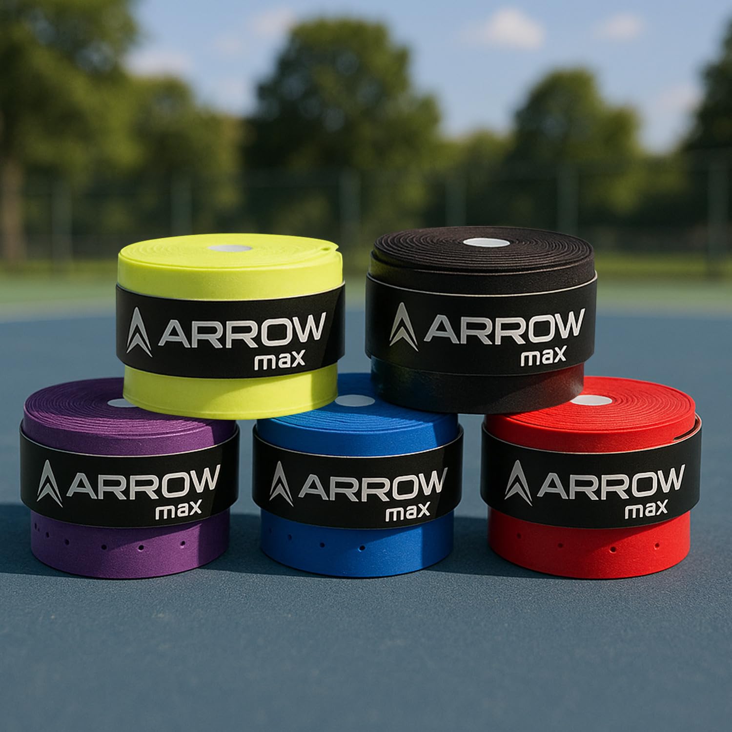Badminton Tennis Pickleball Squash Overgrip Handle Grip Dotted Antislip Surface Bat Sweat Absorbant Tape,Strong Hold Racquet Pack of 5 (Dotted)