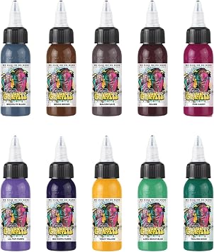 Xtreme Ink 10 Color Kyle Warwick Psychedelic Graffiti Set, UV-Free Brilliance, Ethical, Water-Based, Vegan, and Safe Set of 10, 1/2 oz