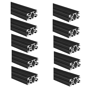 2040 Aluminum Extrusion T Slot 600mm Long Black 10 Pack, Extruded Aluminum Profile T Slot 20 Series European Standard Anodized Linear Rail 20 x 40 23.62" 10Pcs