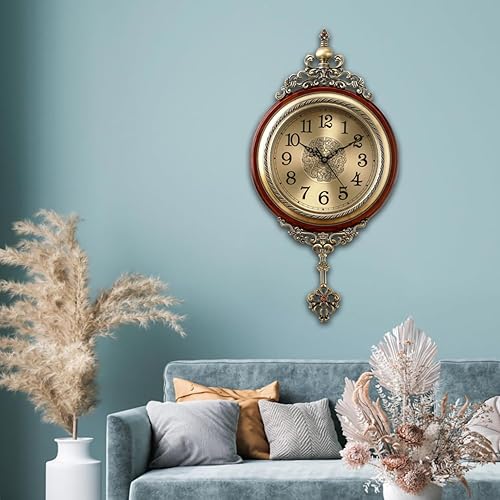 Miniatura 3 de Aero Snail Reloj de pared con péndulo, madera maciza marrón, estilo vintage, movimiento de cuarzo silencioso a pilas, para reloj colgante de pieza