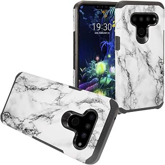 Z-GEN - Compatible with LG V50 ThinQ - Hybrid Image Phone Case - AD1 White Marble