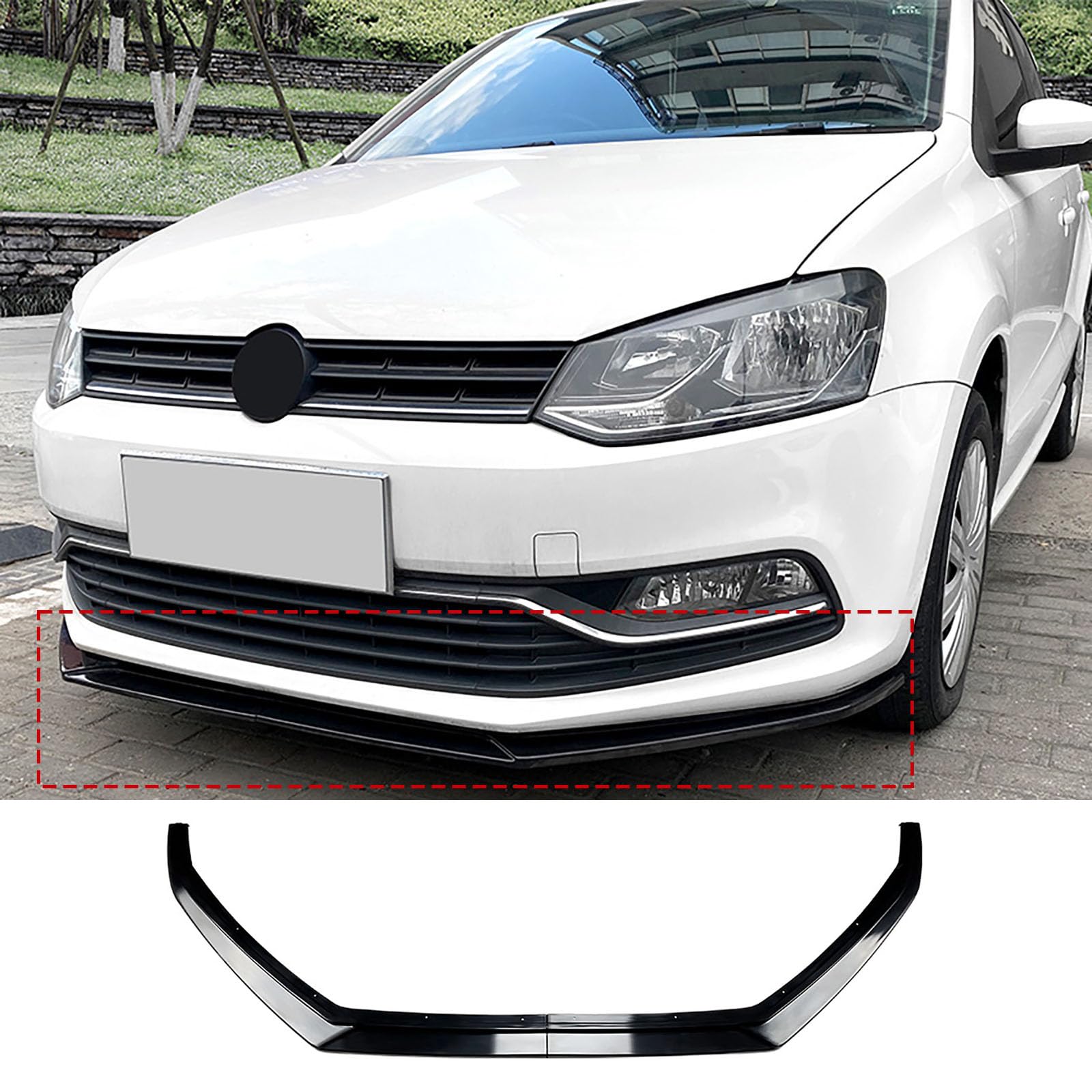 Diffuseur aileron de pare-chocs avant Polo 6R 6C 2009-2017 : séparateur aérodynamique précis