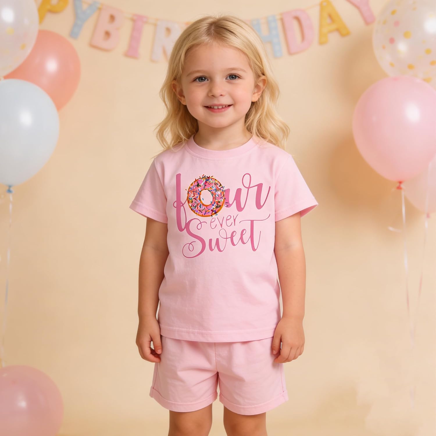 MODNTOGA Birthday Girl T-Shirt Toddler So Sweet Donuts Graphic Shirt 2nd 3rd 4th 5th Bday Outfit Tops Two Three Four Five Tee