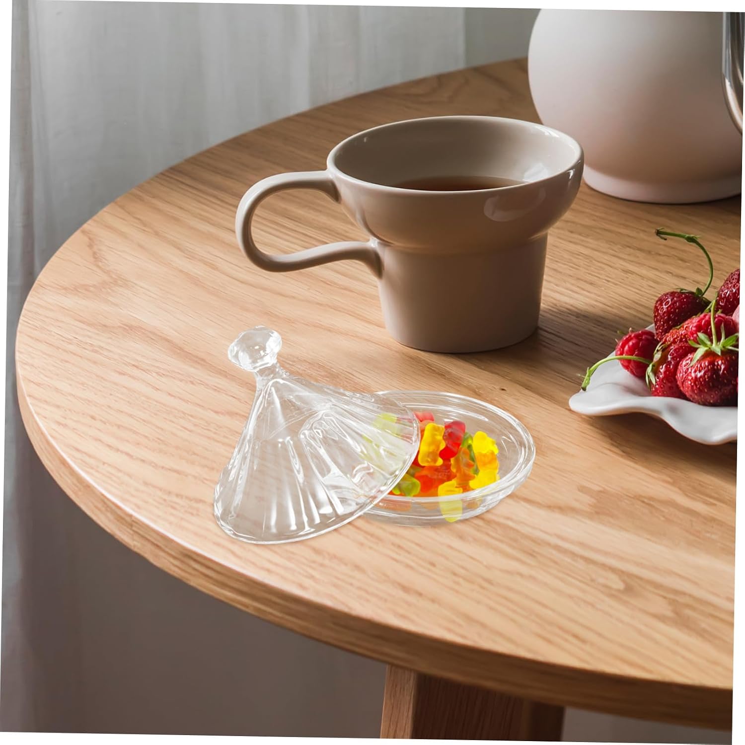 Glass Candy Dish with Lid for Dessert, Snacks, Xmas Decor