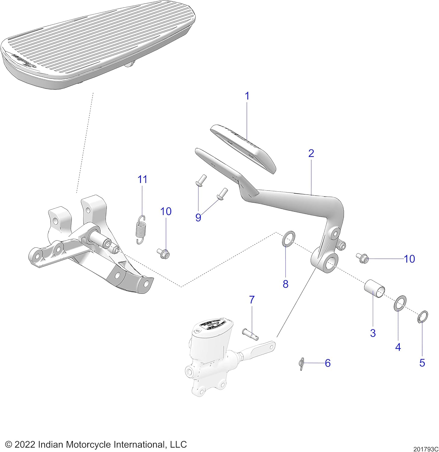 Indian Motorcycle Brake Pedal, Cruiser Black, Genuine OEM Part 1023250-266, Qty 1