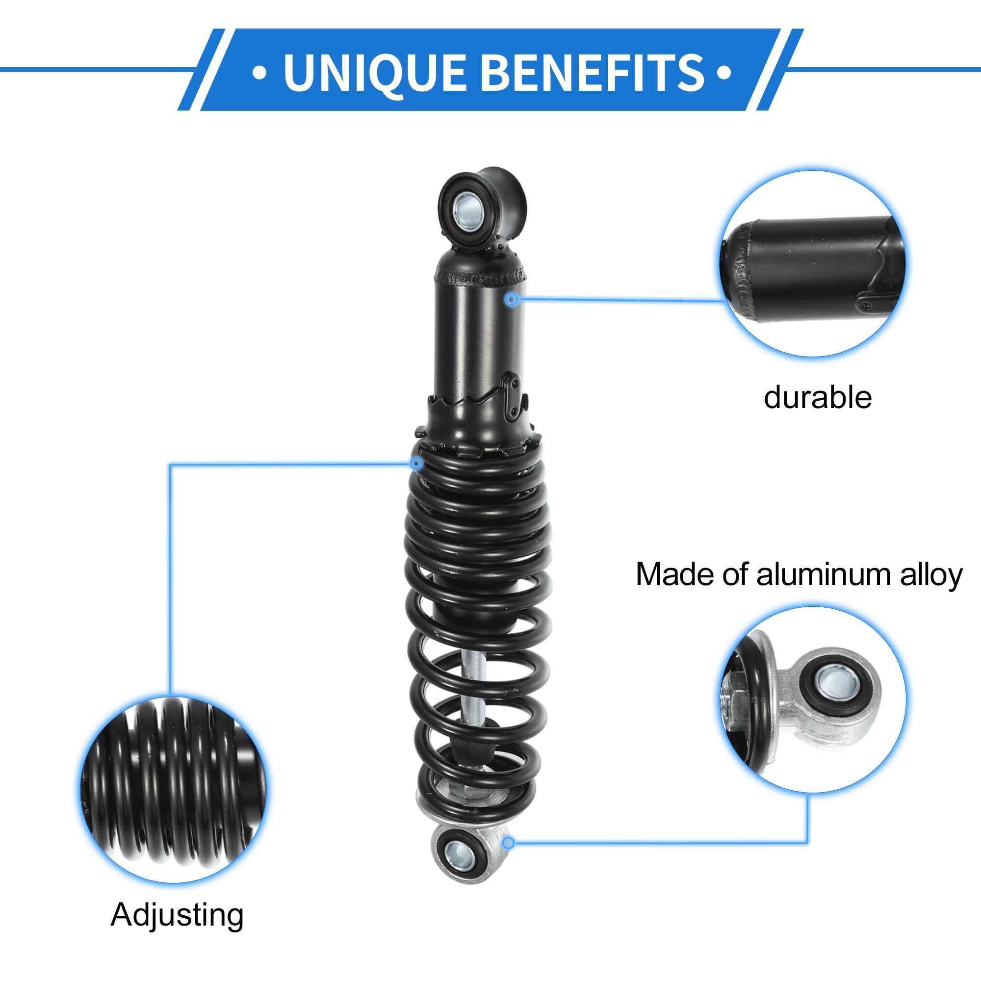1 Coppia Ammortizzatori Posteriori per Moto, Ammortizzatori Posteriori ad Aria da 280mm Universali per Moto in Acciaio Resistente Nero Destro Sinistro