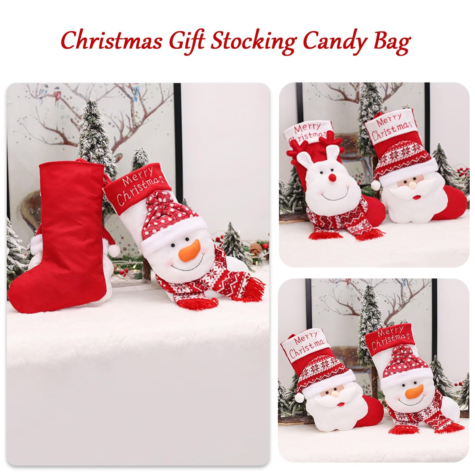 Nikolausstrumpf Groß, Weihnachtsstrumpf 3er Set, Nikolausstiefel zum Befüllen Weihnachtsstrumpf Geschenkbeutel, Weihnachten Weihnachtsstrumpf Personalisiert Kamin Weihnachtsdeko
