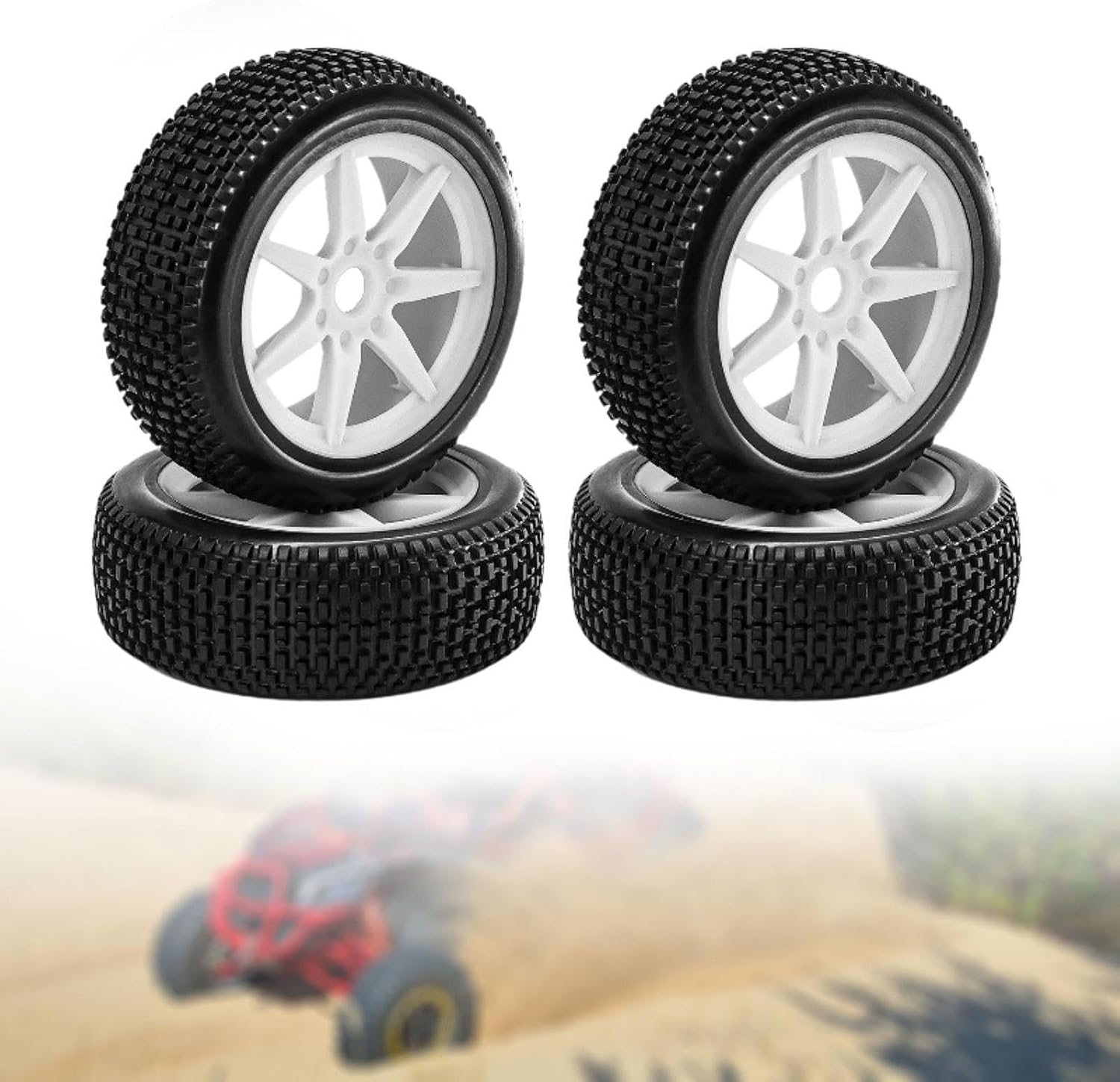 4 個 RC 車両用タイヤとホイール交換パーツ 1/8 RC カークローラー向け, 白