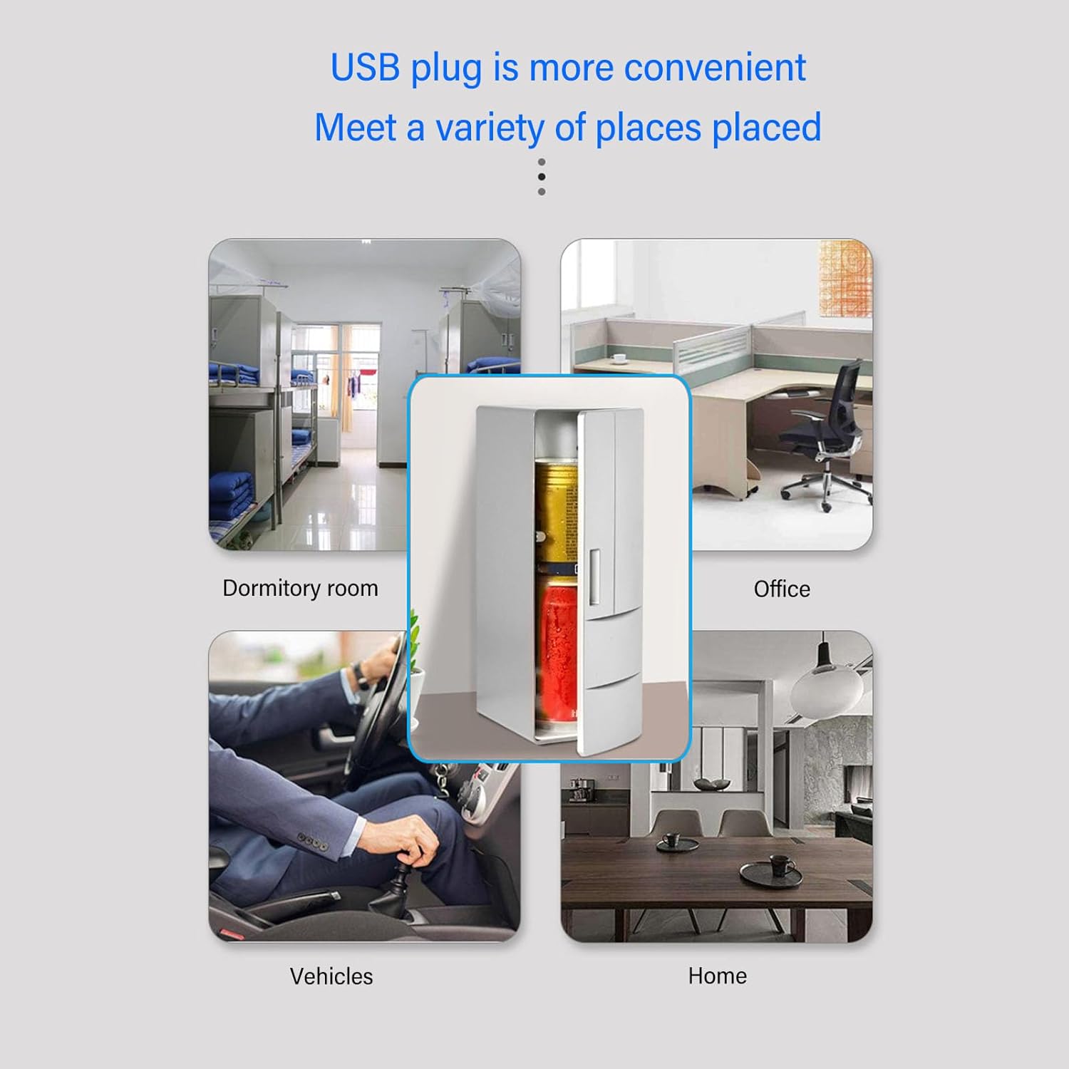 Mini Fridge, 5W USB Refrigerator Fridge Cooler Mini Refrigerator Efficient Multipurpose Keep Cold Or Warm Drink Cans Cooler for Home Car