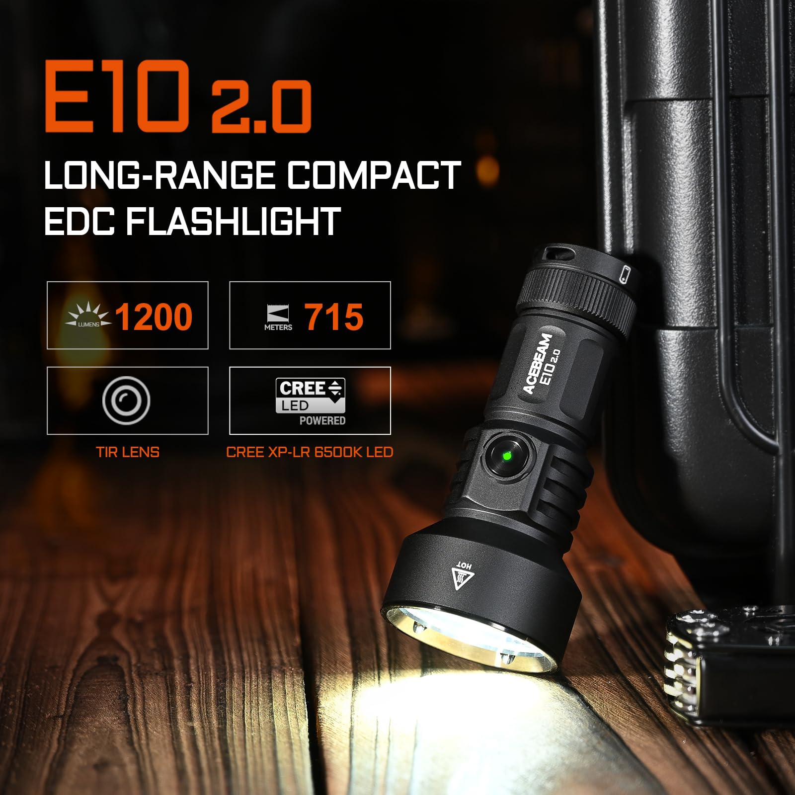 ACEBEAM Linterna E10 2.0 de bolsillo EDC de más largo alcance de 715 metros, linterna LED de 1200 lúmenes altos con base magnética, mini linterna pequeña súper brillante para el hogar, camping