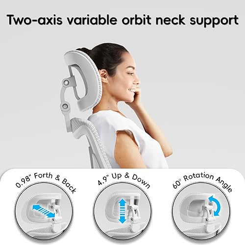 Miniatura 8 de Silla ergonómica de escritorio para oficina, para computadora, en forma de X, de malla de piel sintética con soporte lumbar ajustable, silla