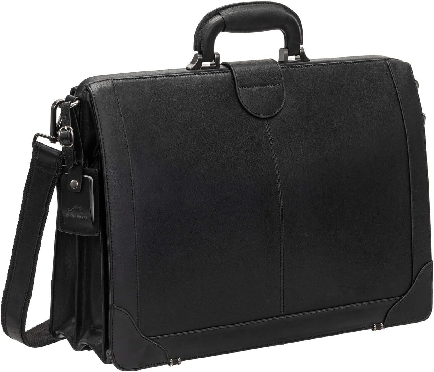 Mancini Buffalo Luxurious Litigator Briefcase Pocket for 17.3” Laptop, Black, Black