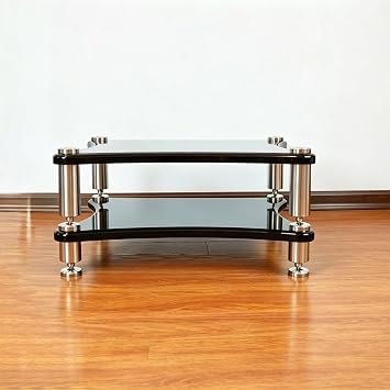 1/2/3/4 Tier Stereo Audio Rack Stand, Piano Lacquer Shelving with Stainless Steel Shock-Absorbing Heavy-Duty Support Legs, HiFi Cabinet for Record Player & Media Consoles2 Tier A