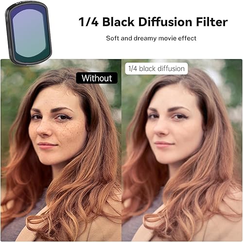 Miniatura 2 de Haoge Filtro magnético de efecto de difusión negra 14 para DJI Osmo Pocket 3 Creator Combo, lente ligera multicapa que suaviza los reflejos y reduce