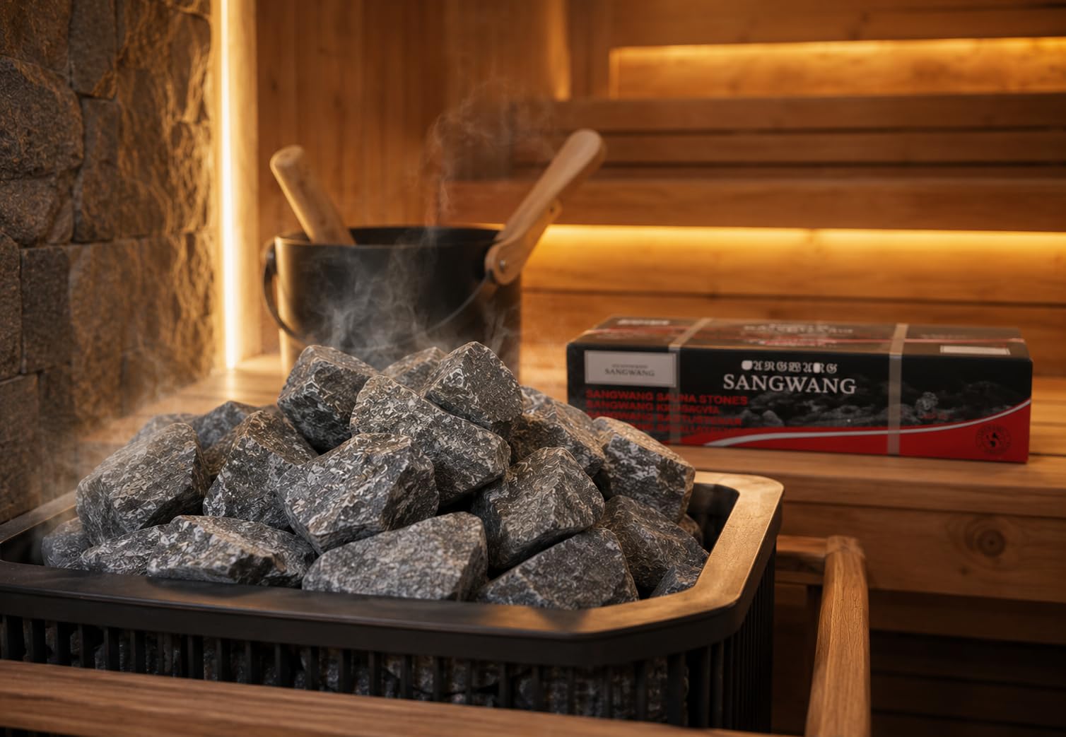 Piedras de origen Finlandes para Sauna (16 kG) tamaño 60-100 mm