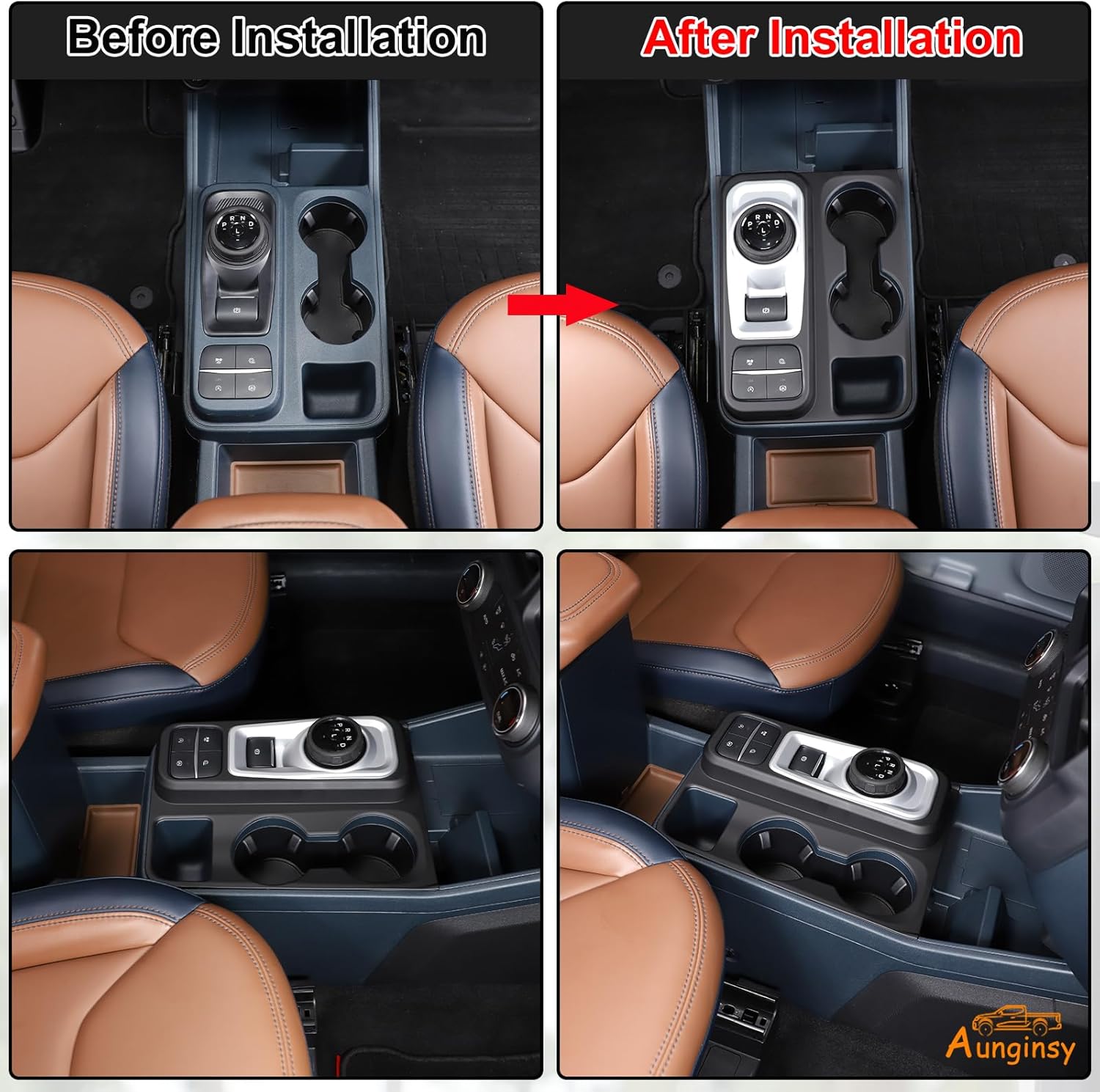 Aunginsy Central Control Gear Shift Box Panel Cover Trim Compatible Ford Maverick 2022 Gear Shift Panel Cover Car Gear Shift Knob Console Panel Trims Cup Holder Frame Interior Decoration Accessories