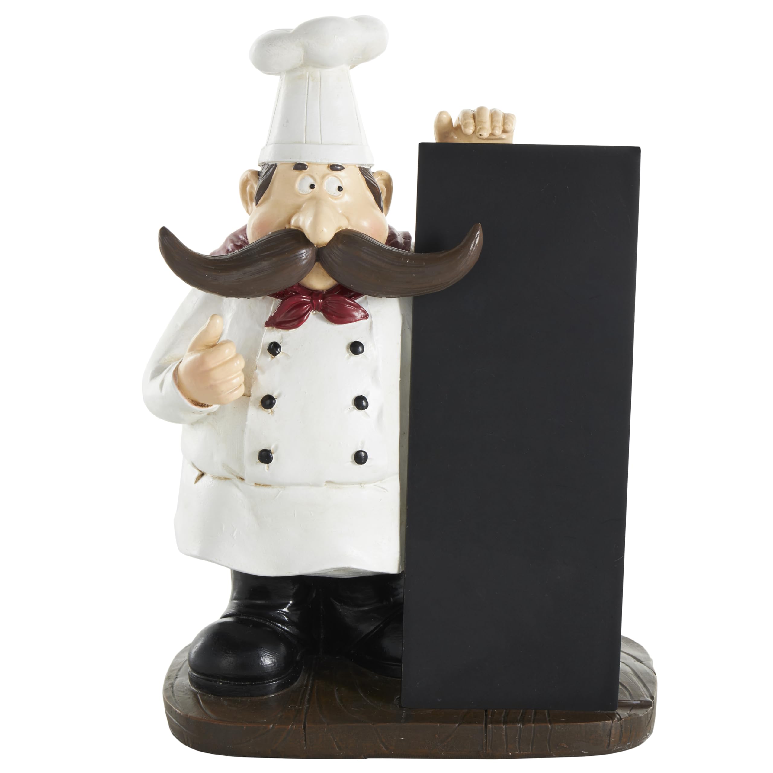 Polystone Chef Decorative Sculpture Home Decor Statue with Chalkboard, Accent Figurine 8" x 5" x 11", Black