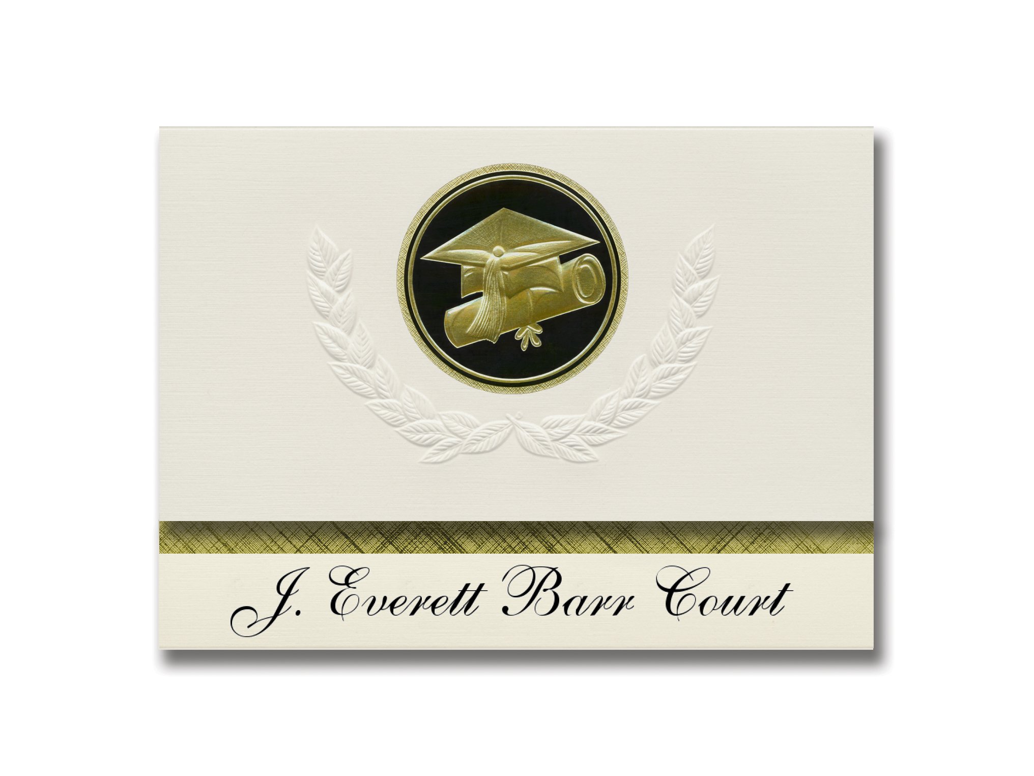 Signature Announcements J. Everett Barr Court (Yreka, CA) Graduation Announcements, Presidential style, Basic package of 25 Cap & Diploma Seal. Black & Gold.